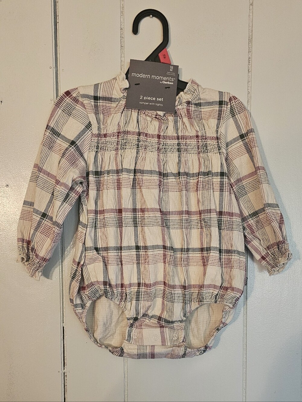 modern moments by Gerber Plaid Long-Sleeve Baby Bodysuit Size 18 Months
